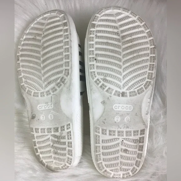 Crocs Women’s Size 9 Zebra Stripe Slides Black & White - Picture 3 of 4
